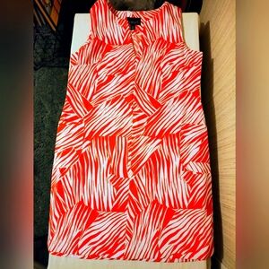 SCARLETT Dress Size 14 Orange Leaf Shift V-Neck Sleeveless Womens